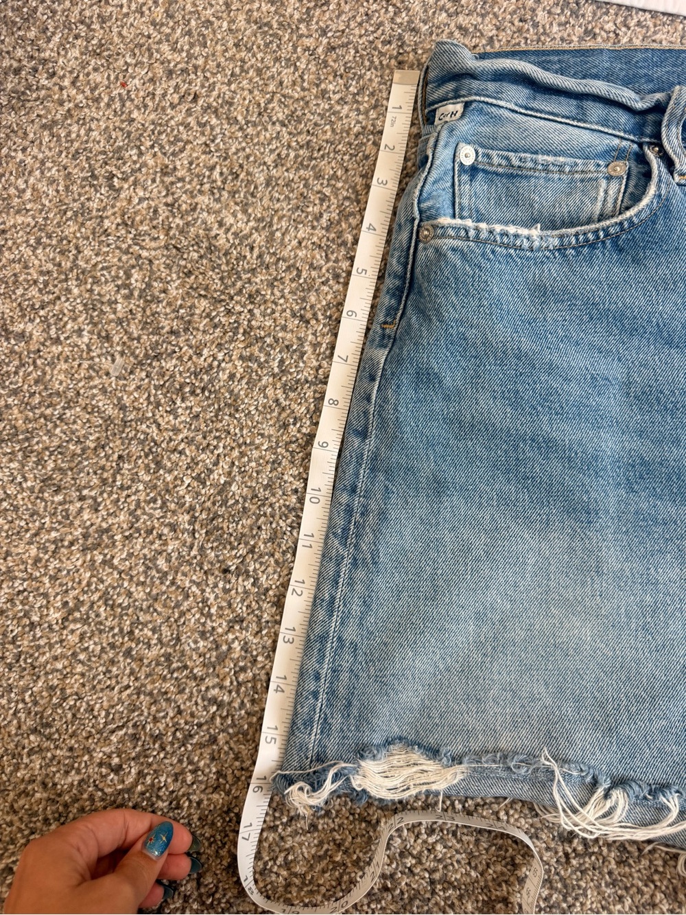 Citizens Of Humanity Light Blue Distressed Denim Cutoff Shorts - Picture 10 of 12